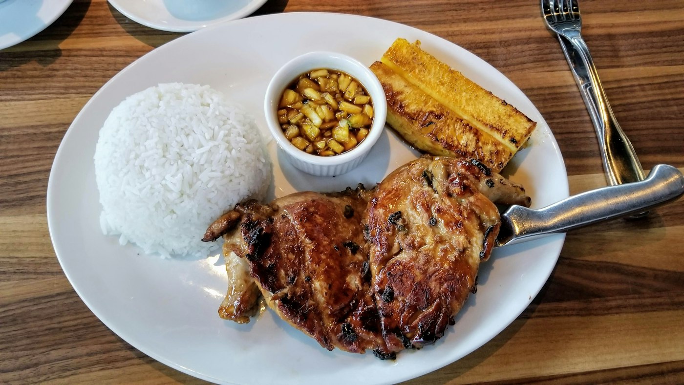 Baked chicken plate with rice and beans